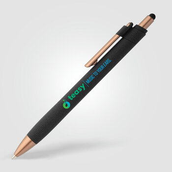 York Kugelschreiber mit bronzefarbenen Akzenten und Stylus aus recyceltem Kunststoff